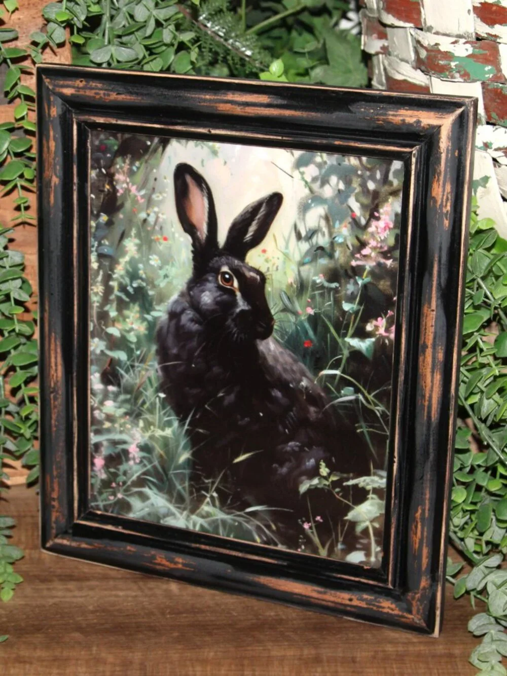 NEW Dark Moody French Country Farmhouse Black Woodland Bunny Rabbit Wall Decor